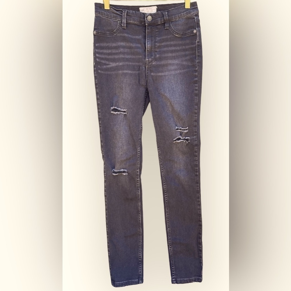 Free People Distressed Black Skinny Jeans